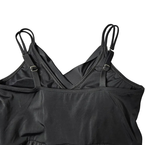 Lands' End Black One-Piece Tulip Wrap Swim Dress - Picture 5 of 5